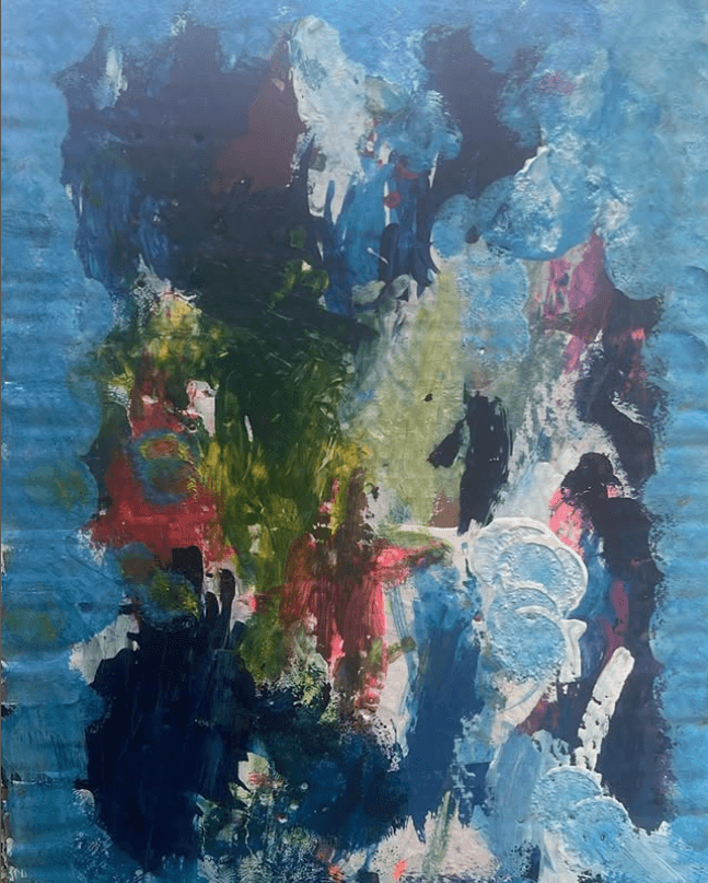 Gli scogli della vita - Realizzato con stucco e rullo, spruzzando il colore direttamente sulla tela.