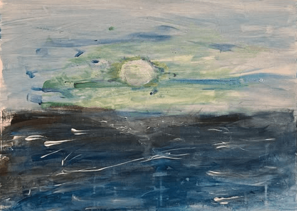 Il mare dei sogni - Il dipinto mostra un mare con il riflesso della luna.