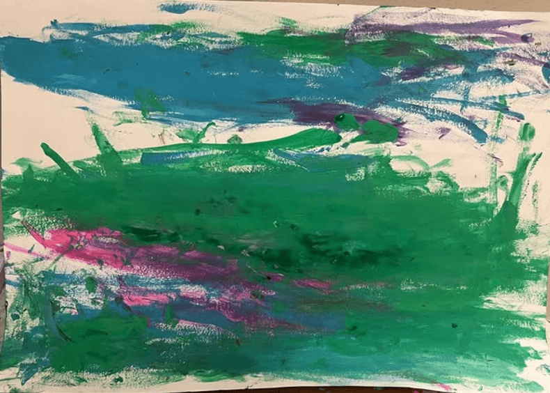 Il prato delle emozioni - Dipinto che mostra come le emozioni, negative e positive, possano "camminare" insieme su un prato verde (simbolo di speranza).