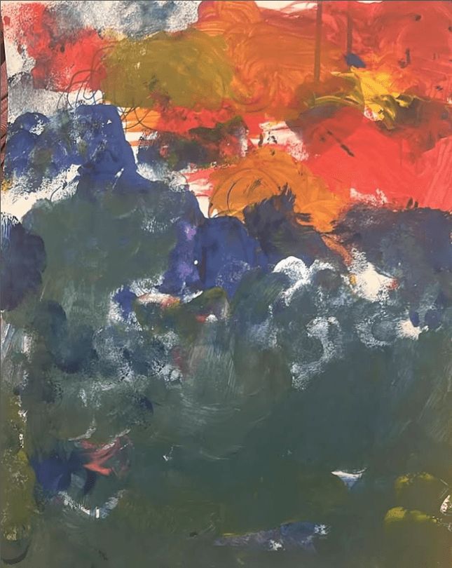 L'alba - Un dipinto astratto espressivo che divide la tela in due zone cromatiche.