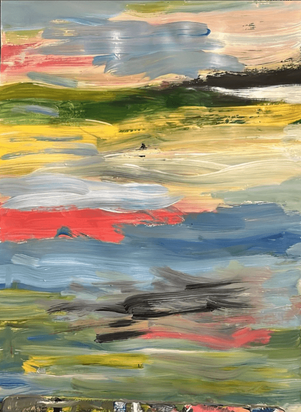 Mare in tempesta - Dipinto astratto realizzato con ampie e veloci pennellate orizzontali.